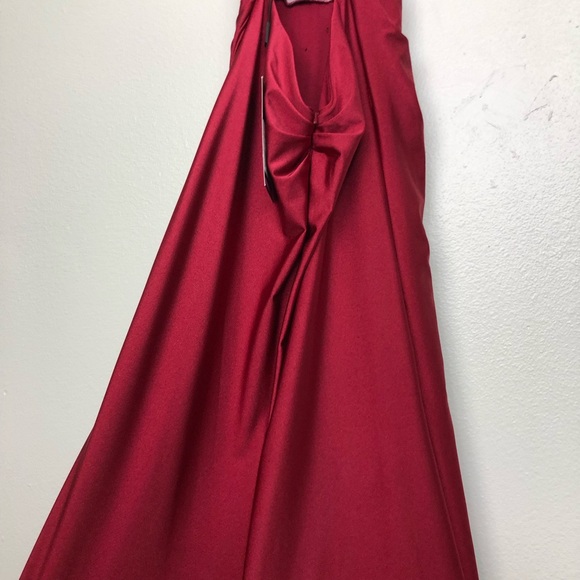 LA FEMME 26141 Burgundy High Neck Low back Gown - Picture 11 of 17